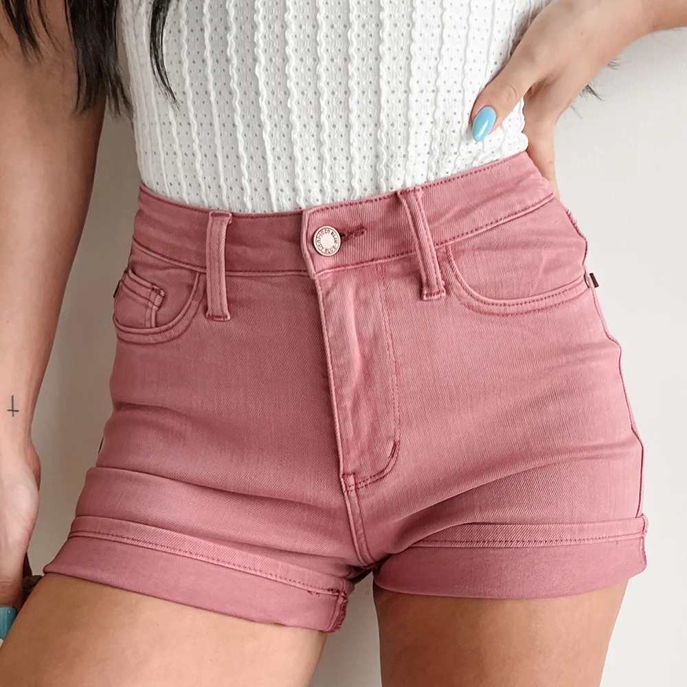 Judy Blue Rose  High-Waisted Shorts Regular & Plus